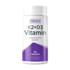 Акція на Дієтична добавка вітаміни в капсулах Pure Gold K2 + D3 Vitamin Вітаміни K2 та D3, 60 шт від Eva