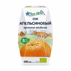 Акція на Дитячий апельсиновий сік Fleur Alpine Organic від 8 місяців, 200 мл від Eva