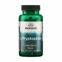 Акция на Дієтична добавка амінокислоти в капсулах Swanson L-Tryptophan L-триптофан, 500 мг, 60 шт от Eva