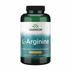 Акція на Дієтична добавка амінокислота в капсулах Swanson L-Arginine L-Аргінін 500 мг, 200 шт від Eva
