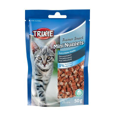 Акція на Ласощі для кішок Trixie Trainer Snack Mini Nuggets з тунцем, куркою та кошачою м'ятою, 50 г від Eva