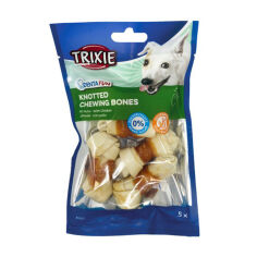 Акція на Ласощі для собак Trixie Denta Fun Knotted Chewing Bones для чищення зубів, з куркою, 5 см, 70 г від Eva