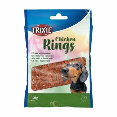 Акция на Ласощі для собак Trixie Chicken Rings з куркою та печінкою, 100 г от Eva