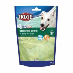 Акція на Ласощі для собак Trixie Denta Fun Chewing Chips зі спіруліною, 50 г від Eva