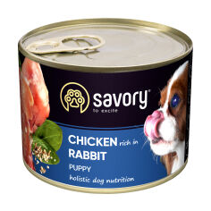 Акция на Вологий корм для цуценят всіх порід Savory To Excite Puppy з кроликом та куркою, 200 г от Eva