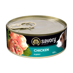 Акция на Вологий корм для цуценят всіх порід Savory To Excite Puppy з куркою, 100 г от Eva