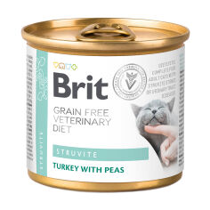 Акція на Вологий корм для кішок всіх порід Brit Grain Free Veterinary Diet Struvite при сечокам'янній хворобі, з індичкою та горохом, 200 г від Eva