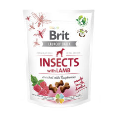 Акція на Ласощі для собак Brit Crunchy Snack Insects комахи, ягня та малина, 200 г від Eva