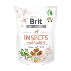 Акція на Ласощі для собак Brit Crunchy Snack Insects комахи, лосось та чебрець, 200 г від Eva