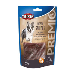 Акція на Ласощі для собак Trixie Premio Horse Stripes з кінським м'ясом, 11 см, 100 г від Eva