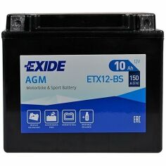 Акция на Автомобильный аккумулятор Exide 10Ah-12v AGM (ETX12-BS) L+, EN150 (5237913479) (ETX12-BS) от MOYO
