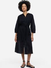Акция на Сукня-сорочка міді літня жіноча H&M A712-1062645 S Чорна от Rozetka