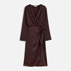 Акція на Сукня на запах міді літня жіноча H&M А301-1125188 XL Темно-коричнева від Rozetka