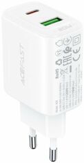 Акция на Acefast Wall Charger USB-C+USB A25 20W White от Stylus