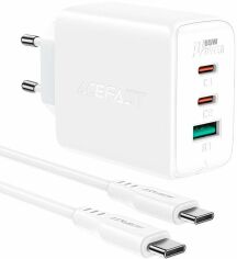 Акция на Acefast Wall Charger 2xUSB-C+USB A13 65W with USB-C Cable White от Stylus