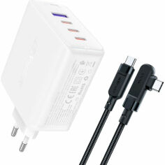 Акция на Acefast Wall Charger 3xUSB-C+USB A37 100W USB-C Cable White от Stylus