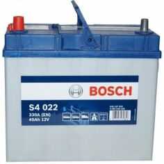 Акция на Автомобильный аккумулятор Bosch 45Ah-12v (S4022), L+, EN330 Азия, клеммы тонкие (5237437160) (0092S40220) от MOYO