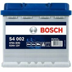 Акция на Автомобильный аккумулятор Bosch 52Ah-12v (S4002), R+, EN470 (5237808880) (0092S40020) от MOYO
