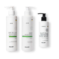 Акція на Набір для сухого типу волосся Aloe Micellar Moisturizing + Натуральна маска Bamboo від Hillary-shop UA