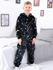 Акция на Дитяча махрова тепла піжама для хлопчика Носи своє 6413-035-4 128 см Галактика (чорна) (p-13168-146596) от Rozetka
