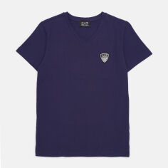 Акція на Футболка бавовняна довга чоловіча Emporio Armani 9199.50 S (44) Синя від Rozetka