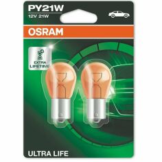 Акція на Лампа Osram накаливания 12V Py21W 21W Bau15S Ultra Life (2шт) (OS_7507_ULT-02B) від MOYO
