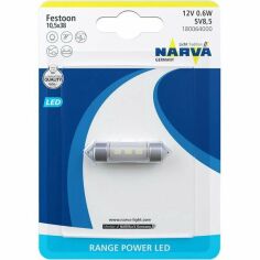 Акция на Лампа Narva светодиодная 12V 0.6W Sv8.5 Festoon Led, Range Power Led 6000K (NV_18006.1B) от MOYO