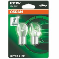 Акція на Лампа Osram накаливания 12V P21W 21W Ba15S Ultra Life (2шт) (OS_7506_ULT-02B) від MOYO