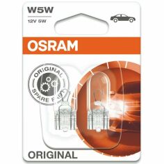 Акція на Лампа Osram накаливания 12V W5W 5W W2,1x9.5D Original Line (2шт) (OS_2825-02B) від MOYO