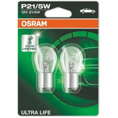Акция на Лампа Osram накаливания 12V P21/5W 21/5W Bay15D Ultra Life (2шт) (OS_7528_ULT-02B) от MOYO