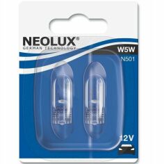 Акція на Лампа Neolux накаливания 12V W5W 5W W2,1x9.5D Standard (2шт) (NE_N501-02B) від MOYO