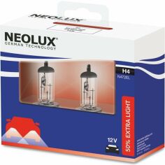 Акция на Лампа Neolux галогеновая 12V H4 60/55W P43T Extra Light +50% Duobox (2шт) (NE_N472EL-SCB) от MOYO