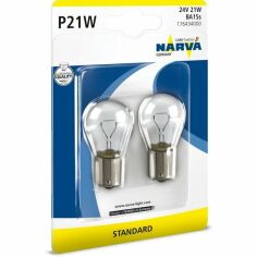 Акція на Лампа Narva накаливания 24V P21W 21W Ba15S (2шт) (NV_17643.2B) від MOYO