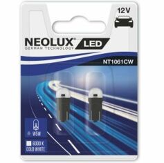 Акция на Лампа Neolux светодиодная 12V W5W Led 0.5W W2,1x9.5D (2шт) (NE_NT1061_CW-02B) от MOYO