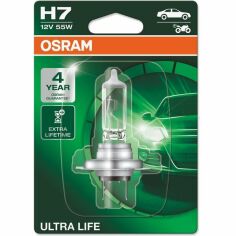 Акция на Лампа Osram галогеновая 12V H7 55W Px26D Ultra Life (OS_64210_ULT-01B) от MOYO