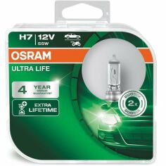 Акция на Лампа Osram галогеновая 12V H7 55W Px26D Ultra Life, Duobox (2шт) (OS_64210_ULT-HCB) от MOYO