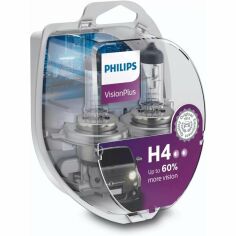 Акция на Лампа Philips галогеновая 12V H4 60/55W P43T-38 Visionplus +60% (2шт) (PS_12342_VP_S2) от MOYO