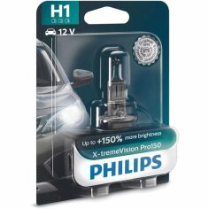 Акция на Лампа Philips галогеновая 12V H1 55W P14.5S X-Treme Vision Pro150 (PS_12258_XVP_B1) от MOYO