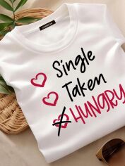 Акция на Футболка жіноча Love&Live Single Taken Hungry LLP04427 XL Біла от Rozetka