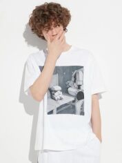 Акція на Футболка бавовняна довга чоловіча Uniqlo 298320585 XS Біла від Rozetka
