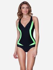Акція на Суцільний купальник жіночий Aqua Speed Greta 351-01 42 (XL) Чорний/Салатовий від Rozetka
