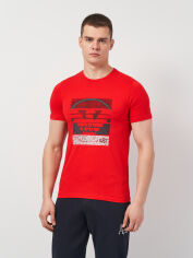 Акція на Футболка бавовняна довга чоловіча Emporio Armani 9185.90 S (44) Червона від Rozetka