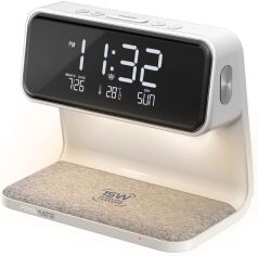 Акція на Настільний годинник-будильник Promate Lumix-15W LED White (lumix-15w.white) від Rozetka