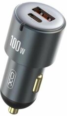 Акція на Xo Car Charger USB+USB-C CC47 100W Grey від Stylus