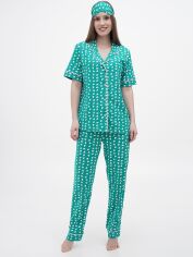 Акція на Піжама (сорочка + штани) жіноча великих розмірів бавовняна LUCCI 010134131 48 Зелена від Rozetka
