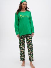 Акция на Піжама (лонгслів + штани) жіноча великих розмірів бавовняна LUCCI 010254120 48 Зелена от Rozetka