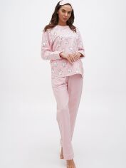 Акция на Піжама (лонгслів + штани) жіноча великих розмірів бавовняна LUCCI 010254121 52 Рожева от Rozetka