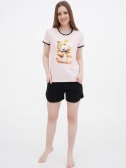 Акция на Піжама (футболка + шорти) жіноча великих розмірів бавовняна LUCCI 120131052 46 Рожева от Rozetka