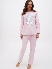 Акция на Піжама (лонгслів + штани) жіноча великих розмірів бавовняна LUCCI 010254120 52 Рожева от Rozetka