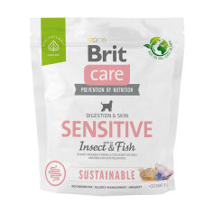 Акція на Сухий корм для собак з чутливим травленням Brit Care Dog Sustainable Sensitive з рибою та комахами, 1 кг від Eva